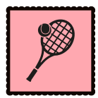 A pink graphic of a tennis raquet