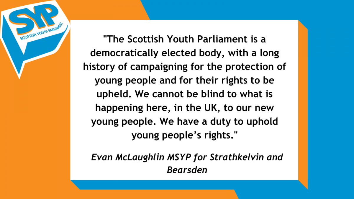 Blue and Orange image with text on it that reads 