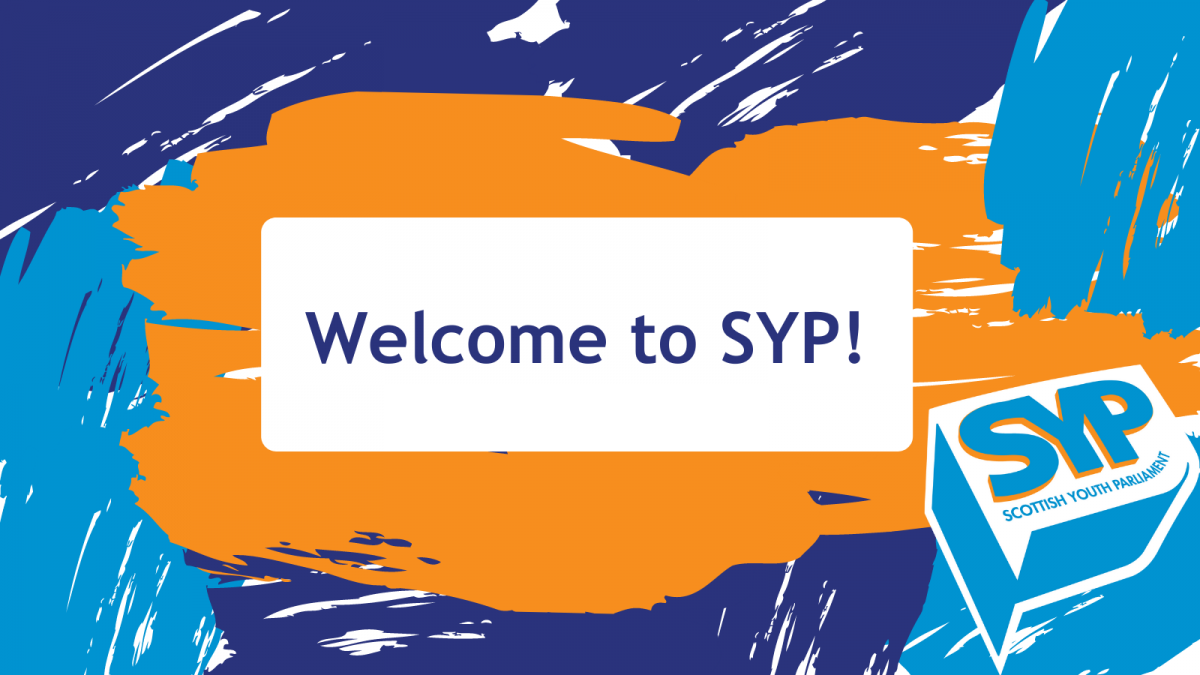A graphic with brush strokes of orange, blue and purple and the SYP logo in the corner. A white box in the middle has text that says