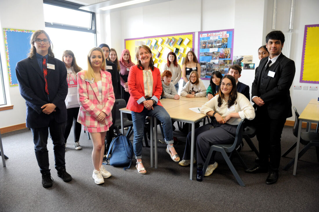 Maree Todd, Minister for Public Health, speaking to members of the Scottish Youth Parliament during SYP77 at Greenfaulds High School, Cumbernauld, Saturday July 2nd 2022.