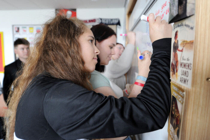 MSYPs writing on a whiteboard at SYP77