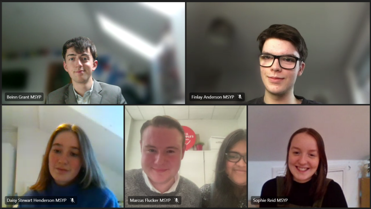 MSYPs on Microsoft Teams meeting of Hayward Review session at education event