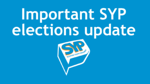 Blue graphic with writing that says 