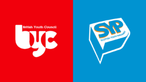 British Youth Council logo on a red background and SYP logo on a blue background.