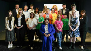 MSYPs and MCPs with the Scottish Government Executive Team in the media briefing room at St Andrew's House, the headquarters of the Scottish Government, in Edinburgh.