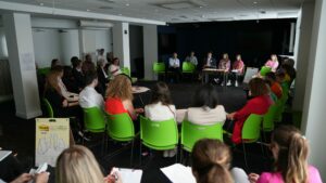 Image of MSYP and MCPs in a meeting room at St Andrew's House for 2024's Executive Takeover.