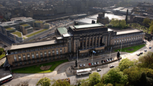 Bird's eye view of St Andrew's House, the Scottish Government HQ, in Edinburgh.