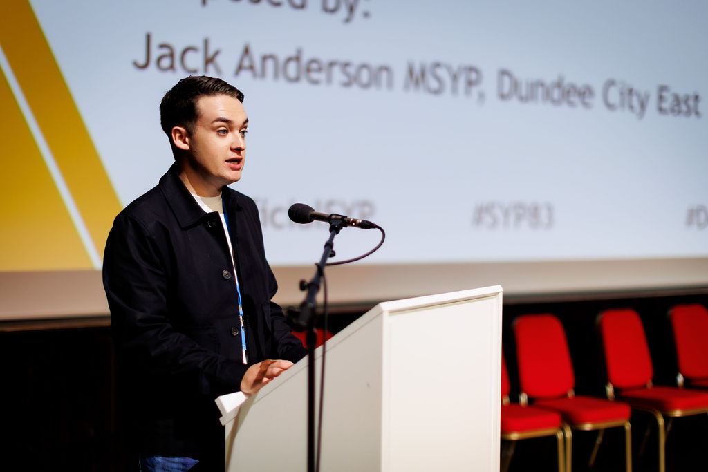 Jack Anderson MSYP at SYP's 83rd National Sitting in Paisley, Glasgow.