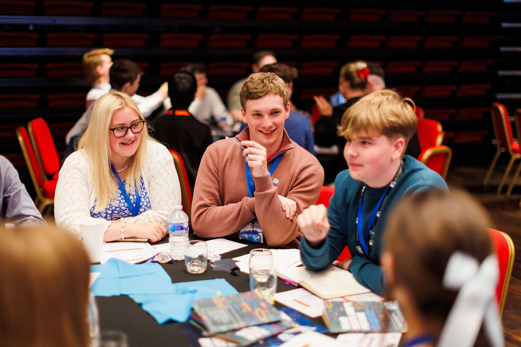 Hamish Nott (centre) MSYP at SYP's 83rd National Sitting in Paisley, Glasgow.
