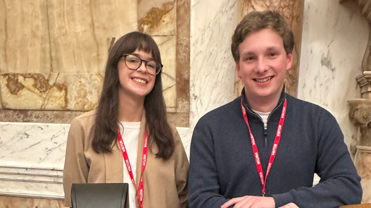 Hamish Nott and Ella Quinn representing young people at the Ireland-UK Youth Forum in Dublin