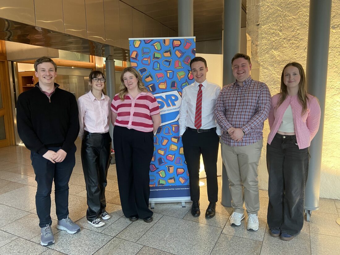 MSYPs standing next to each other at SYP's parliamentary exhibition 2026.